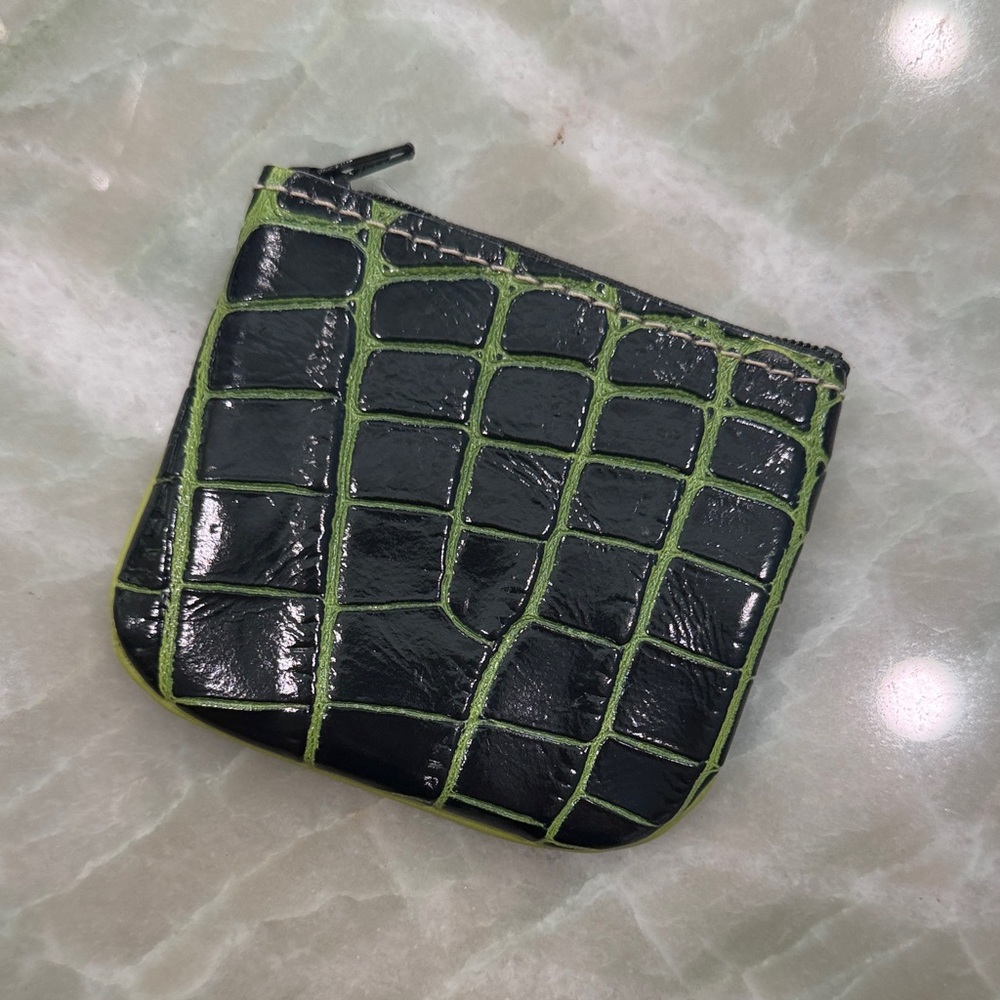 HCC Green and Black Crocodile embossed leather Coin Purse